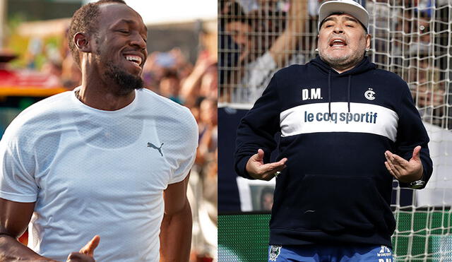 Maradona pidió a Usain Bolt para Gimnasia. (créditos: AFP)