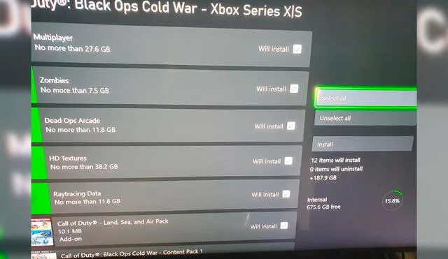 Usuario de Reddit reporta que Call of Duty : Black Ops Cold War tendrá el mismo peso en Xbox Series X y Xbox Series S
