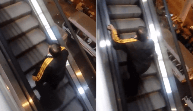 Facebook: Hombre que intenta ir en contra de una escalera eléctrica se vuelve viral 