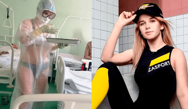 La enfermera Nadezhda Zhúkova que fue a trabajar en bikini en plena pandemia del coronavirus, se convierte en el rostro de una marca deportiva de Rusia. Foto: Facebook/Zasport