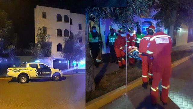 Mujer fue auxiliada por bomberos de Arequipa, quienes la llevaron a hospital de EsSalud.