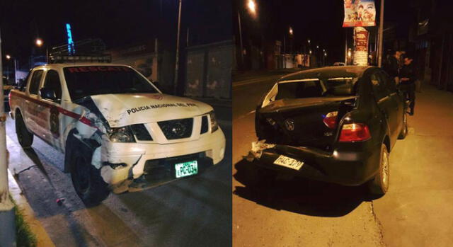 Cajamarca: Patrullero chocó contra un auto y dejó un herido
