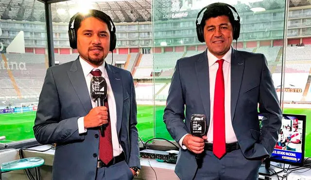 Fernando Egúsquiza y el 'Checho' Ibarra fueron parte de la transmisión especial del partido de las clasificatorias para Qatar 2022. Foto: Latina/Facebook