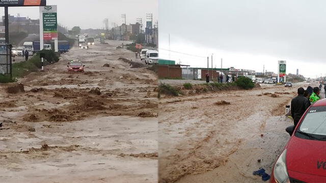 Una corriente de agua, lodo y piedras viene afectando la vía Arequipa – Yura.
