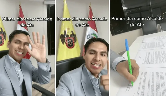 Franco Vidal inició sus labores como alcalde de Ate y lo compartió con sus seguidores en TikTok. Foto: composición LR / TikTok: @francovidalm