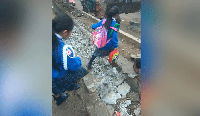 Huaral: estudiantes en peligro por obras de construcción a pocos metros de su colegio