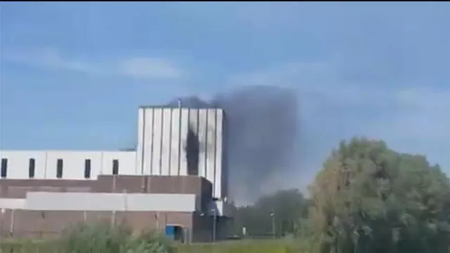 Incendio en la central nuclear Dodewaard. Captura de video: Twitter.