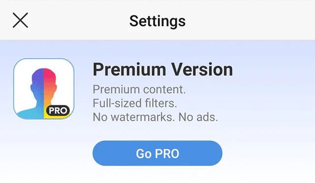 FaceApp Pro elimina las marcas de agua y te da acceso a todos sus filtros.