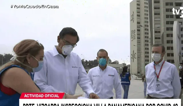 Martín Vizcarra inspecciona Villa Panamericana que albergará a pacientes con cororonaviru. Captura: Tv Perú.