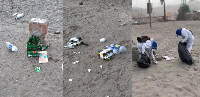 Se encontraron varias botellas y latas de cerveza y otras bebidas alcohólicas que dejaron los visitantes. Fotos: Sanhueza Noticias.