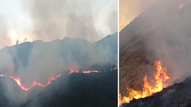Incendios acechan al Valle Sagrado de los Incas, en Cusco. Foto: Bomberos