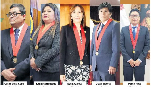 electos. César de la Cuba (Arequipa), Karinna Holgado (Cusco), Rosa Juárez (Tacna), Juan Ticona (Puno) y Percy Ruiz (Moquegua)