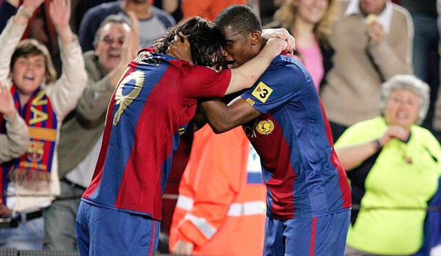 Messi y Eto'o ganaron las Champions del 2006 y 2009 con Barcelona. Foto: Instagram.