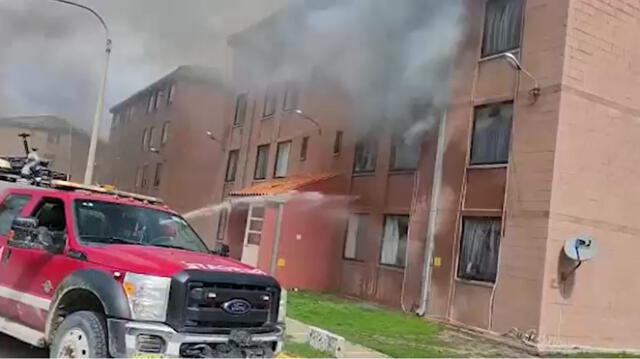 Cusco. Sujetos apedrearon y quemaron edificios así como vehículos. Foto: Captura video Antapaccay