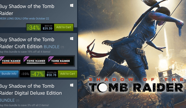 Steam pone en oferta Shadow of the Tomb Raider y usuarios de pre-compra enfurecen