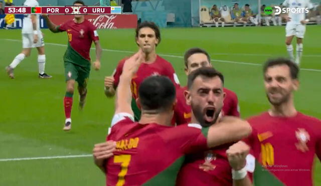 Portugal abrió el marcador contra Uruguay. Foto: captura
