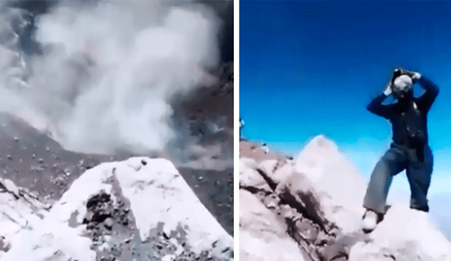 Jóvenes suben y graban interior del volcán Popocatépetl en plena erupción [VIDEOS]