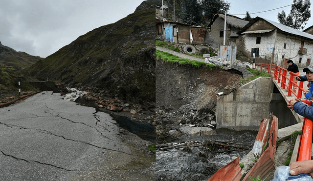 Áncash: lluvias torrenciales y derrumbes bloquean carretera Conococha-Huallanca-La Unión 