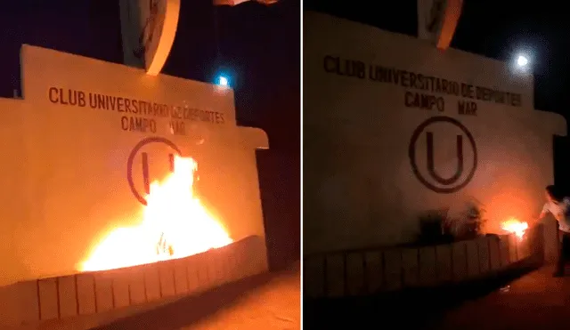 Universitario: queman el frontis de Campo Mar en horas de la madrugada. Foto: Captura de video.