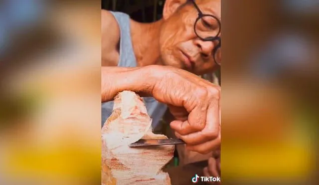 Desliza las imágenes para ver la increíble escultura en madera que hizo este artista. Foto: captura de TikTok/artisaner