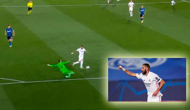 Real Madrid se puso arriba en el marcador gracias al tanto de Karim Benzema. Foto: Captura ESPN 2.