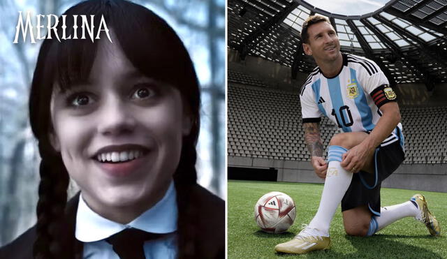 Jenna Ortega es la protagonista de "Merlina" y aparentemente una gran fan de Messi. Foto: composicicón LR/Netflix/Instagram/Lionel Messi