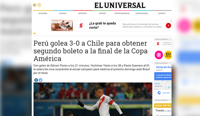 Así reaccionaron los medios internacionales tras la goleada de Perú a la selección chilena