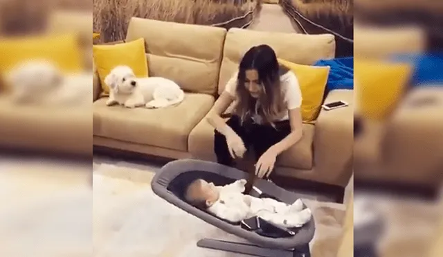 En Facebook, una joven madre quedó sorprendida con la reacción de su mascota cuando vio que fingía lastimar a su bebé.
