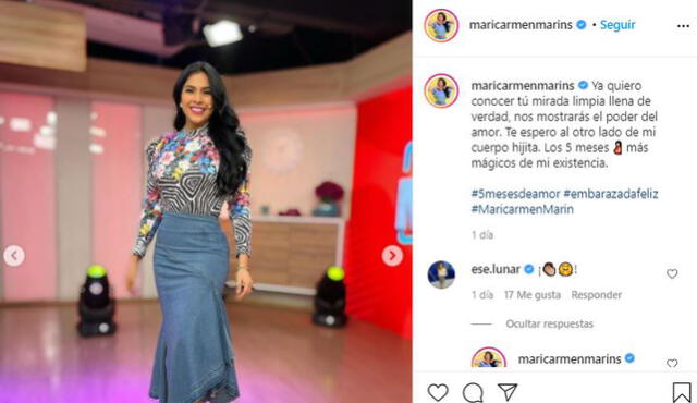Maricarmen Marín emocionada por sus cinco meses de embarazo. Foto: captura/Instagram