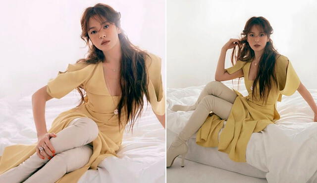 Song Hye Kyo vestida de Bottega Veneta para la edición de mayo 2020 de ELLE Signapore.
