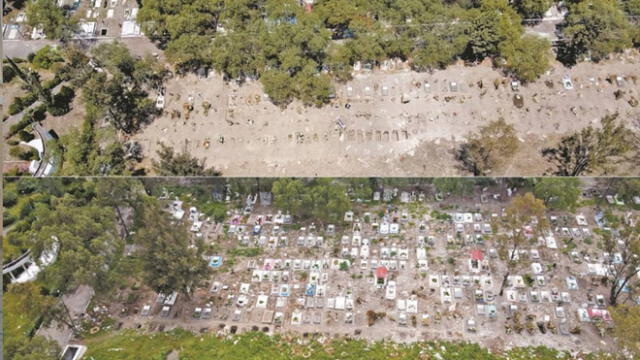 Cambio en tres meses del cementerio de Iztapalapa. Foto: Diego Prado/ EL UNIVERSAL