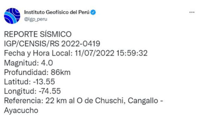 El movimiento telúrico se dio en tacna en horas de la tarde. Foto: captura/Twitter