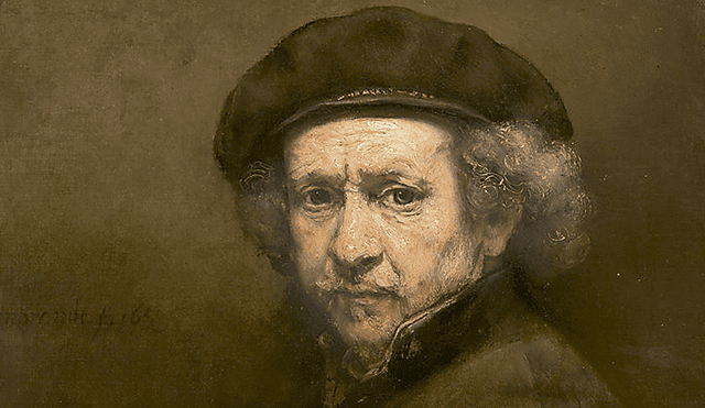 Cuadro. Autorretrato del pintor holandés Rembrandt, realizado alrededor del año 1660.