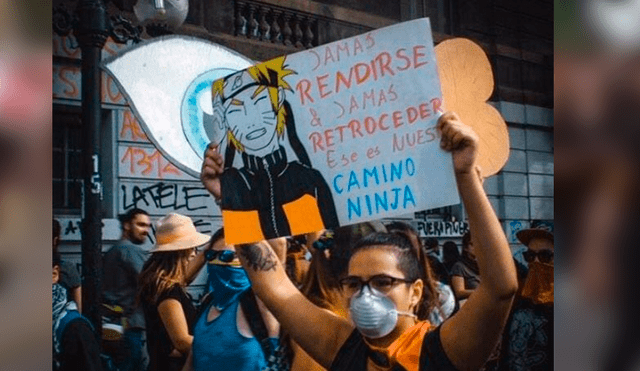 Fans del anime en Chile se unen a las protestas y marchan disfrazados de sus personajes favoritos. Foto: Facebook