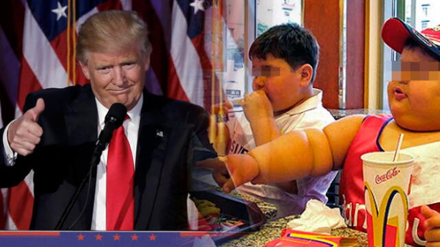 Donald Trump ordenó que las escuelas incluyan otra vez comida chatarra, pese a los problemas de obesidad infantil. Foto: Composición