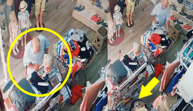 YouTube: cámaras de vigilancia graban preciso momento en que anciano roba en una tienda [VIDEO]