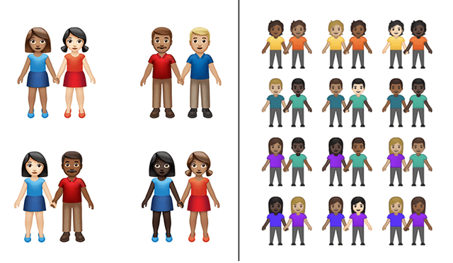 Estos son los emojis que representan a las parejas no binarias.