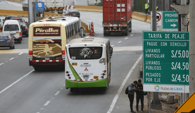 Rutas de Lima anuncia que tarifa de peaje subirá a S/5.50