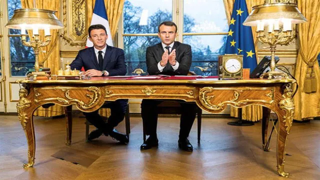 Emmanuel Macron (d) consideraba a Benjamin Griveaux (i) uno de sus mayores aliados. Foto: EFE
