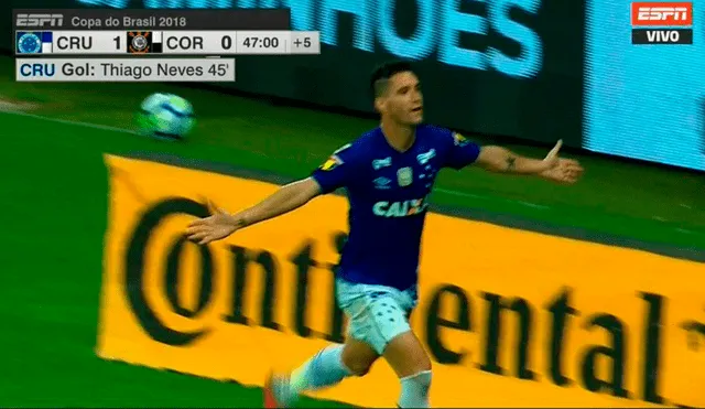 Corinthians vs Cruzeiro: Thiago Neves anotó el 1-0 con complicidad de la zaga rival [VIDEO]