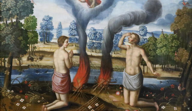 Pintura. Los sacrificios de Caín y Abel.