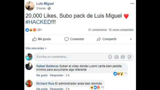 Facebook: Hackers se burlan de Luis Miguel con curiosos memes [FOTOS]
