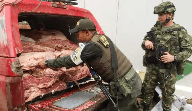 Decomisaron carne ilegal en Colombia en un carro venezolano 