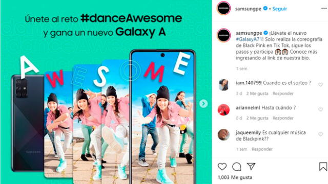 Samsung Perú lanzó el reto #danceAwesome, por el premio de un nuevo Galaxy A7.