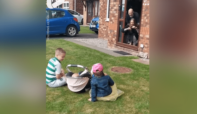 A través de Facebook se hizo viral el tierno momento en que unos niños visitan a sus abuelo en medio de la cuarentena.