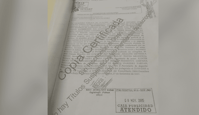 Inscripción de la Asociación de Emolienteros de Surco en Registros Públicos.