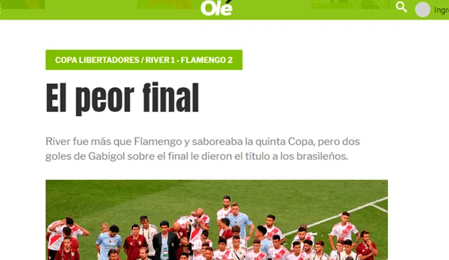 Flamengo se coronó campeón de la Libertadores por segunda vez en su historia. Foto: Olé