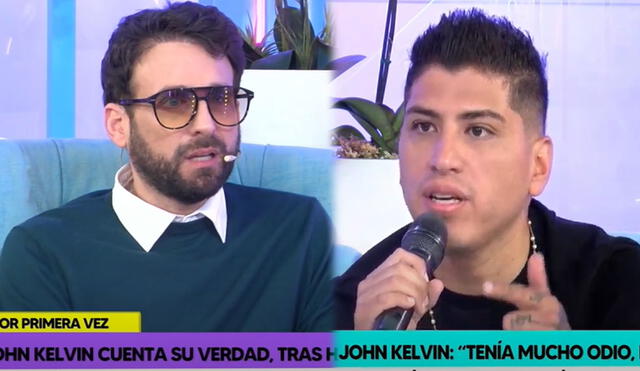 Rodrigo González cuadra a John Kelvin. Foto: captura Wilax TV