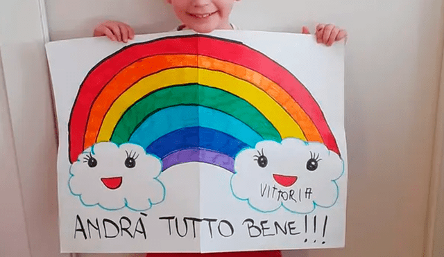 Niños italianos dibujan frases de esperanza. Foto: