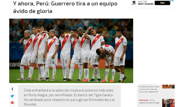 Así reaccionaron los medios internacionales tras la clasificación de Perú a semifinales de la  Copa América